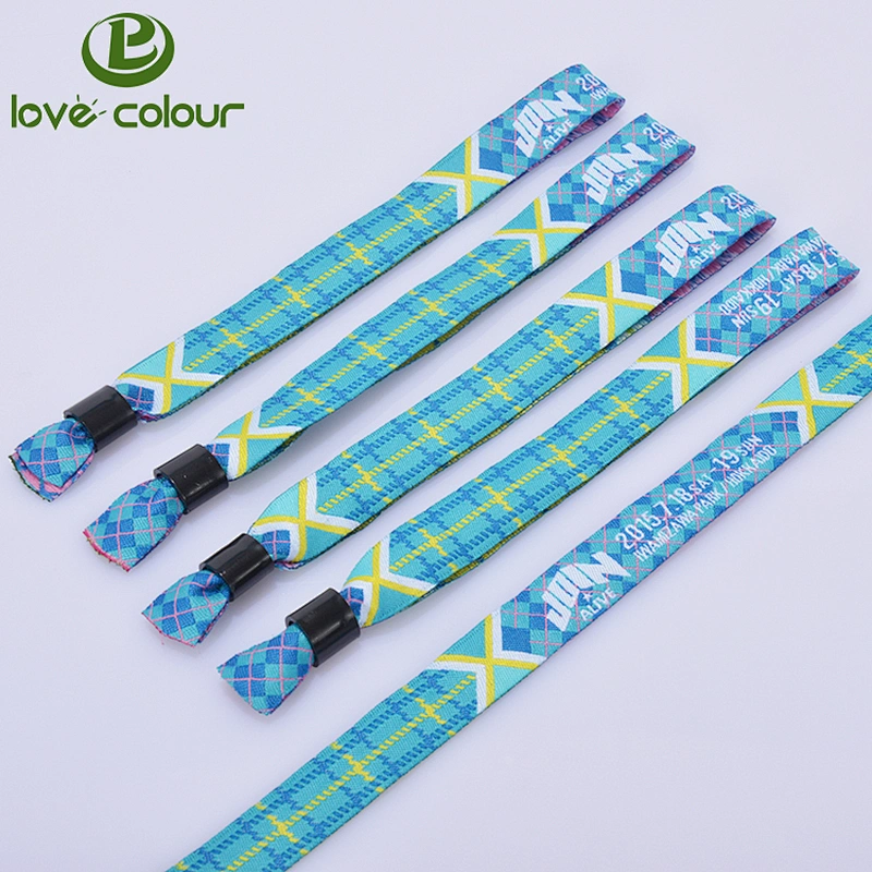 Polyester fabric event custom woven wrist band bracelet fabric wristband suppliers