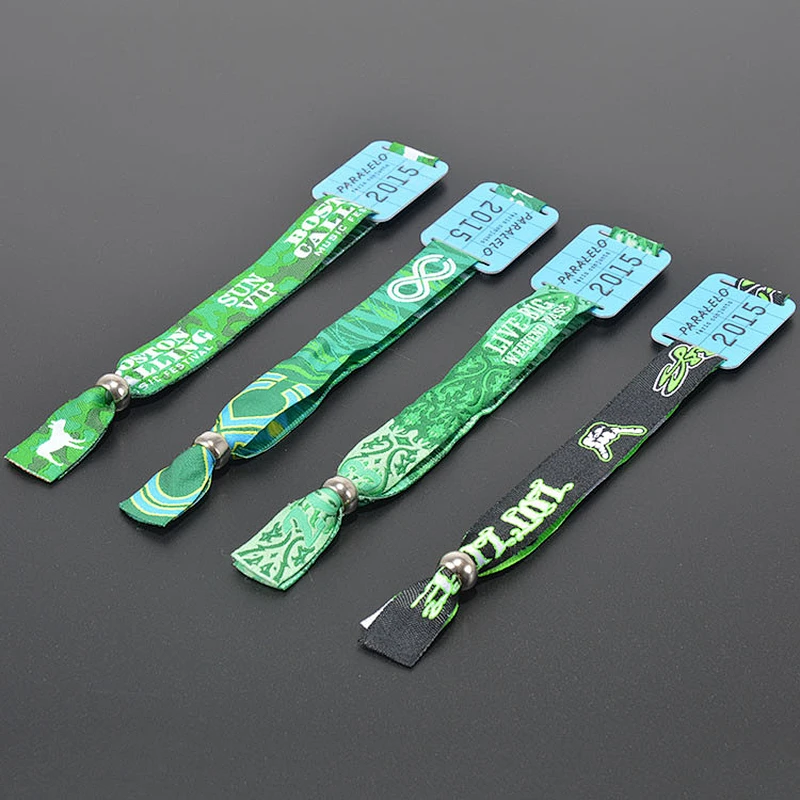 Polyester fabric wristband with hard plastic chip