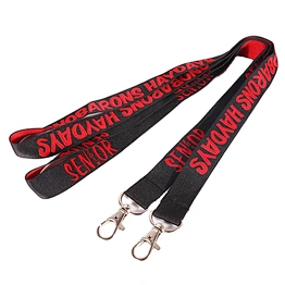 Custom Black Polyester Lanyard Strap With Woven Red Logo