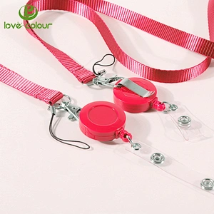 Custom fashion retractable plastic badge reel polyester lanyard strap