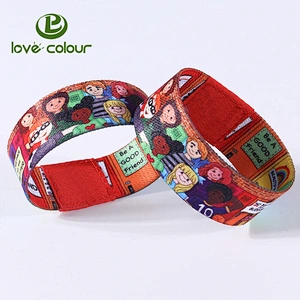 Custom pink color cute cartoon heat transfer printing band elastic wristband