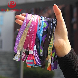 One Time Use Custom Festival Cloth Event Logo Polyester Woven Fabric Concert Wristbands