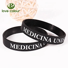 Fashion eco-friendly printed silicone wrist band/custom black rubber wristband