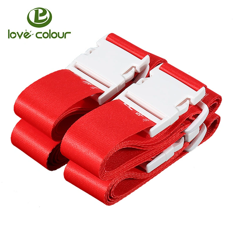 Custom Polyester Red Color Sublimation Luggage Belt With White Release Buckle