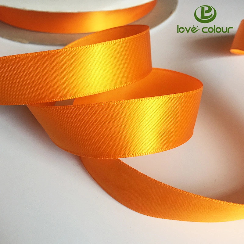 Custom 3/8 inch Wide Finely Woven Satin Polyester Fabric Double Face Solid Satin Ribbon Roll