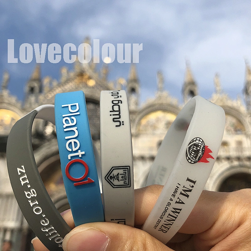 Custom silk print/debossed/embossed rubber silicone bracelet with logo custom silicone wristband