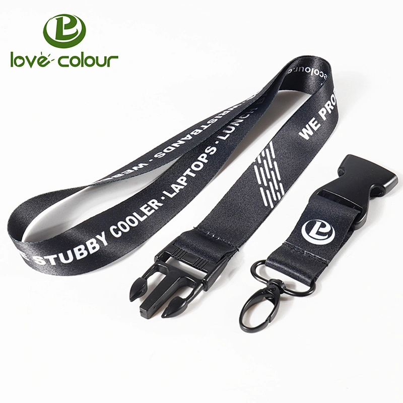 Custom Polyester Black Detachable Breakaway Lanyard