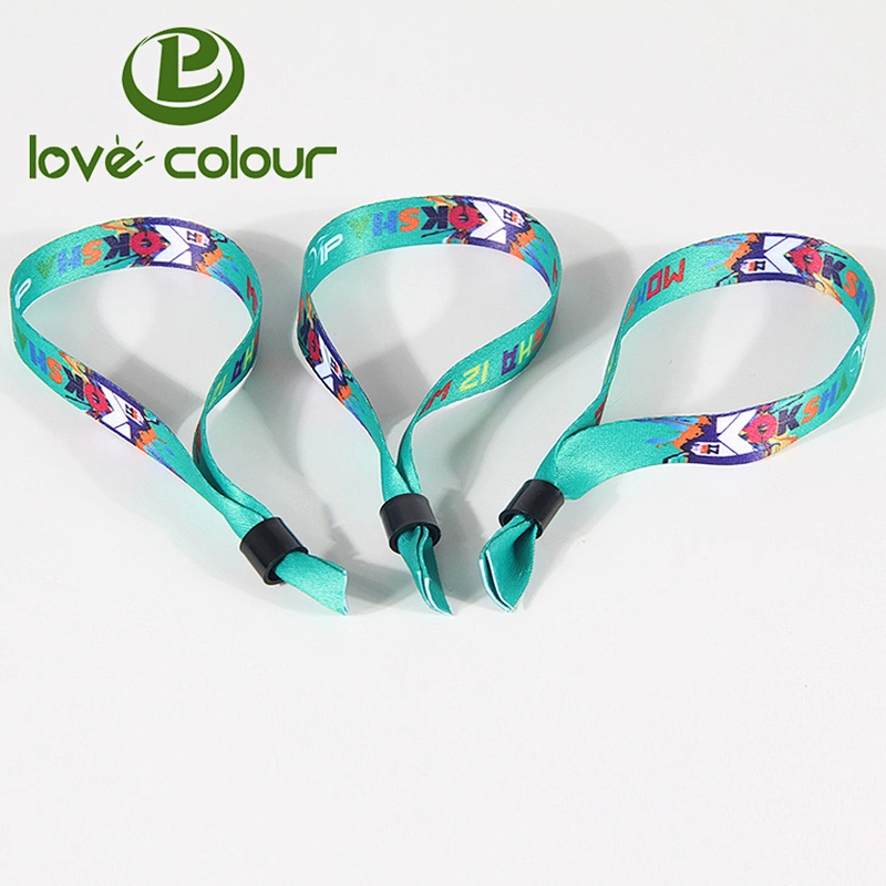 Polyester Plastic Sliding Lock Printed Event Personalised Festival Wristbands