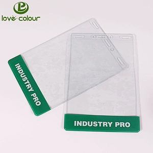 Custom student soft pvc id card holder vertical sleeves