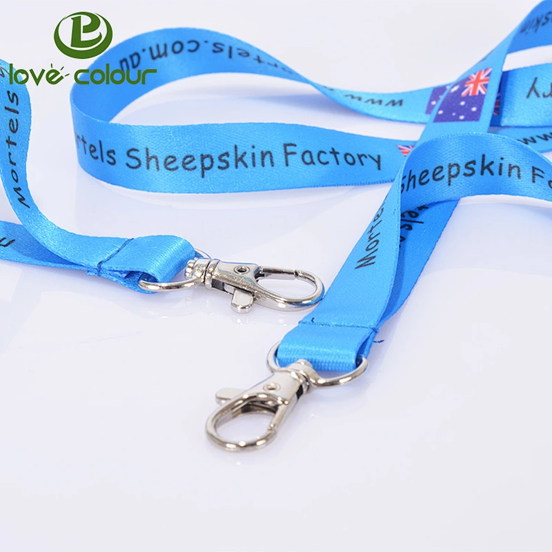 Polyester printed flag lanyard with custom black logo