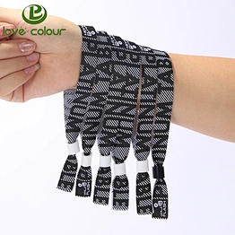 Custom Polyester Festival Guest Entrance Fabric Woven Wristband with Serial Number