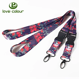 Lovecolour Custom Polyester Multicolour Lanyard Printing Strap With Card Badge Holder and Breakaway Buckle