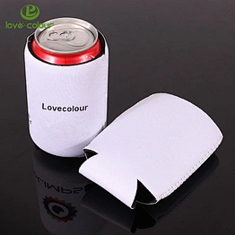 Neoprene one color imprint on both sides can sleeve collapsible cooler in white color / Water Bottle Coolies