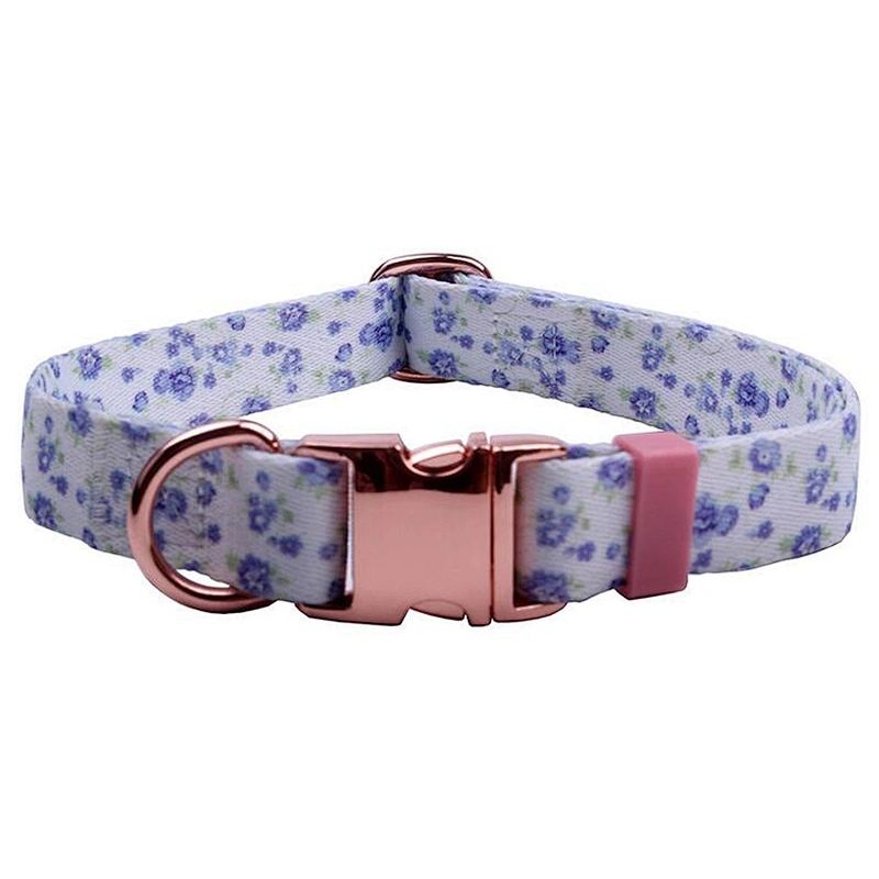 Personalized Custom Pet Dog Collar with Rose Gold Metal Buckle