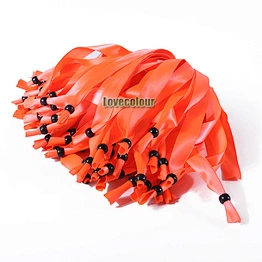 DIY polyester orange fabric wristband with bead closure