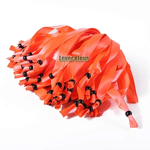 DIY polyester orange fabric wristband with bead closure