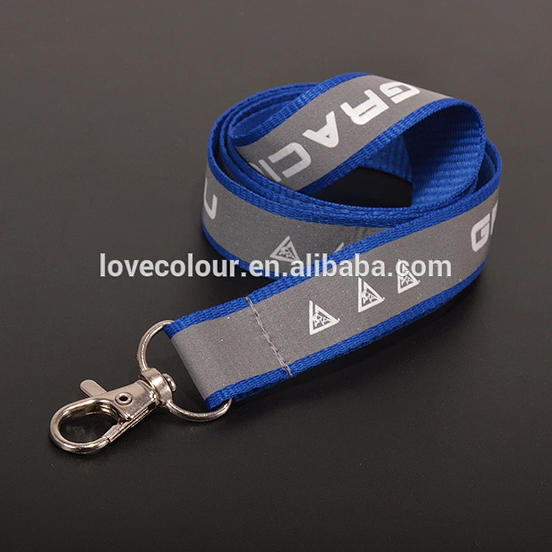 Custom eco-friendly business id card holder polyester printing reflective lanyard strap