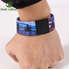 Promotional Fabric Textile Polyester Elastic Mens Bracelets For Event