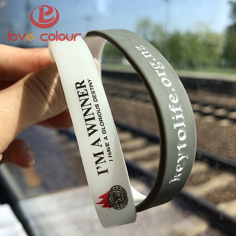 Custom silk print/debossed/embossed rubber silicone bracelet with logo custom silicone wristband