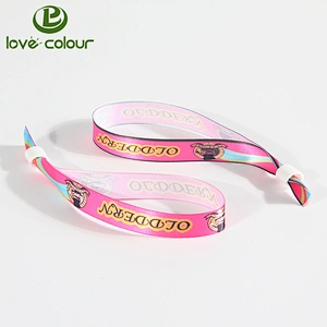 Factory price customized print logo festival wristband/satin wristband hand bands