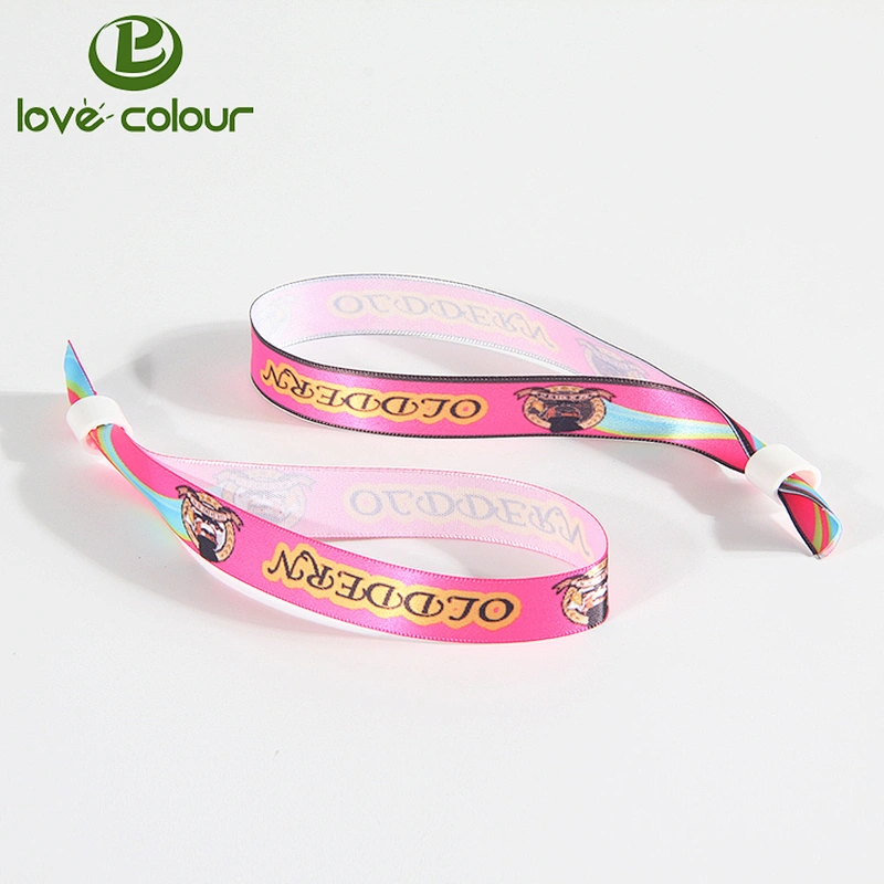 Factory price customized print logo festival wristband/satin wristband hand bands