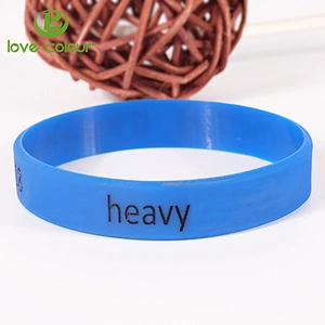 Custom red color debossed silicone wristbands filled with black logo