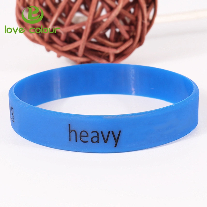 Custom red color debossed silicone wristbands filled with black logo