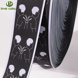 Custom black grosgrain ribbon printed cartoon