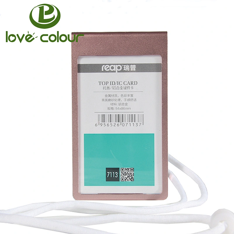Aluminum Badge Holder Silver Metal ID Card Holder With Strap