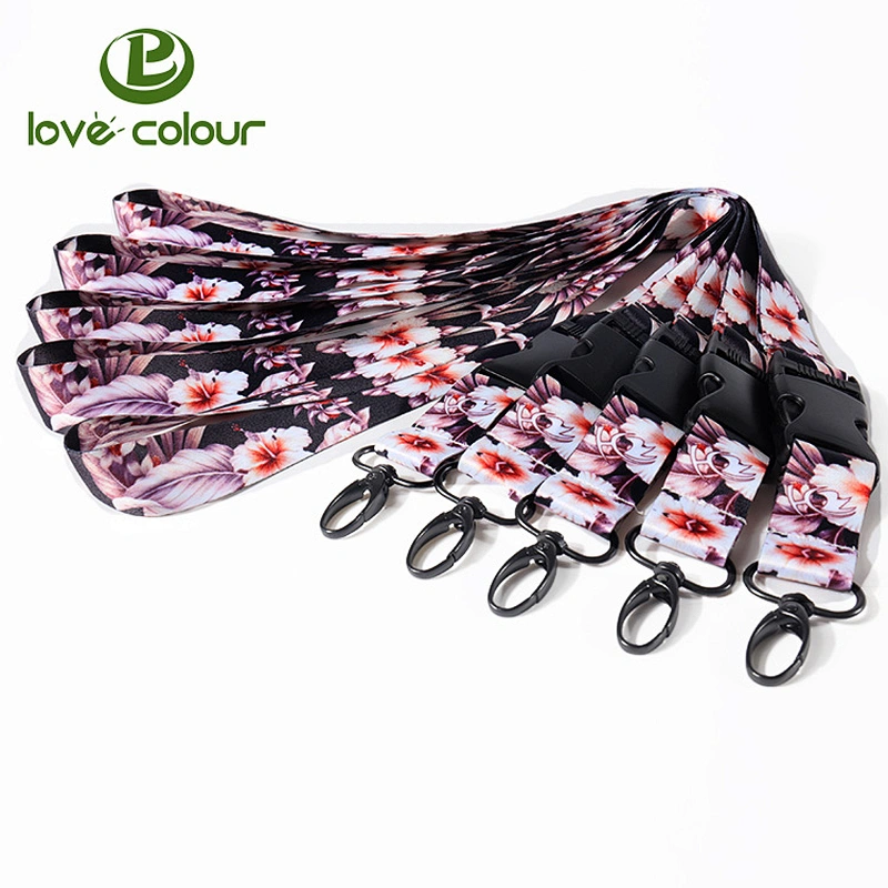 Custom Beautiful Flowers Printing Lanyard Strap for Events ID Badge Holder