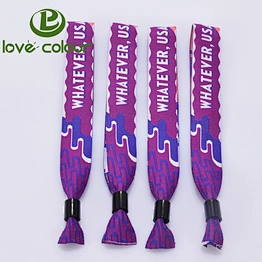 Good Price polyester material high secure fabric wristband bracelet with plastic fastener