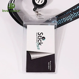 Custom PVC Vertical Design ID Card Badge Holder With Neck Rope Strap