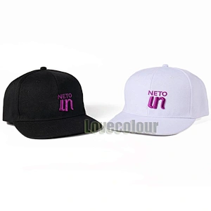 Factory cheap custom 6 Panel black flat brim snapback caps