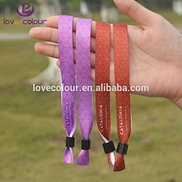 Custom polyester full colorful printed wedding wristband with lock