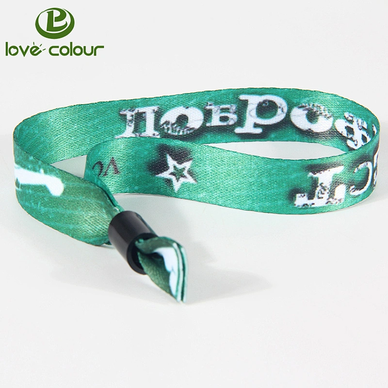 Fashion style polyester printing adjustable ribbon wristbands