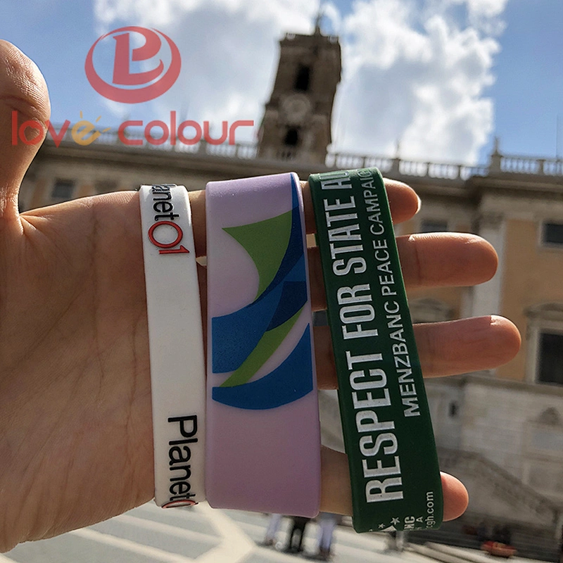 Custom Color Filled Debossed Silicone Bracelets / Wristbands
