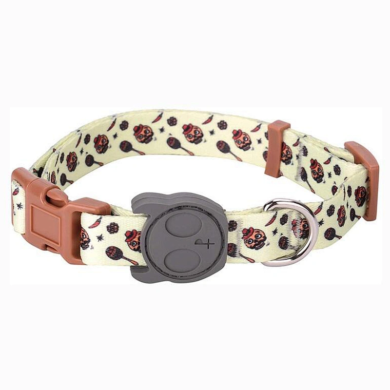 Custom adjustable print quick button polyester durable pet collars