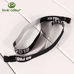 Polyester fabric custom black cloth wristband woven bracelets
