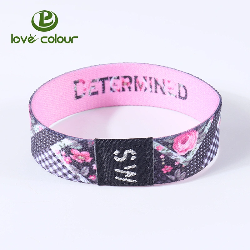 Polyester Sublimation Printed Colorful Reusable Elastic Wristband for Promotion