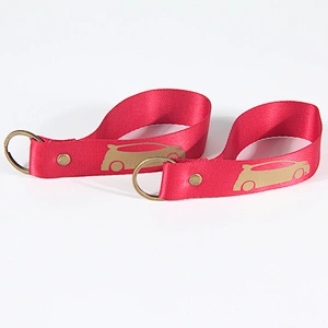 Promotional custom screen printed polyester wrist lanyard keychain