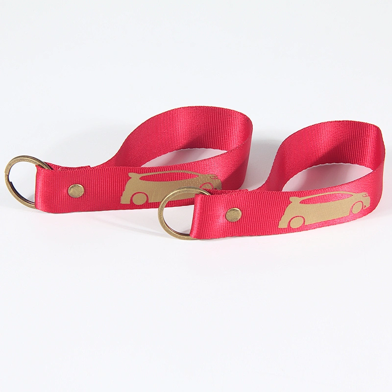 Promotional custom screen printed polyester wrist lanyard keychain
