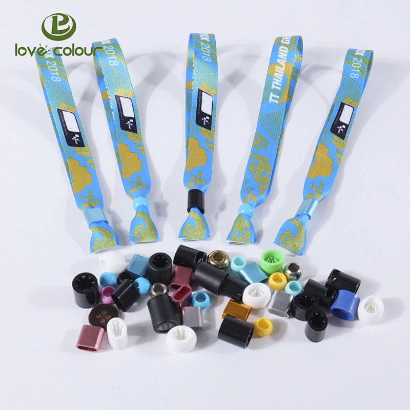 Cheap custom heat transfer bracelet fabric wristbands with security lock