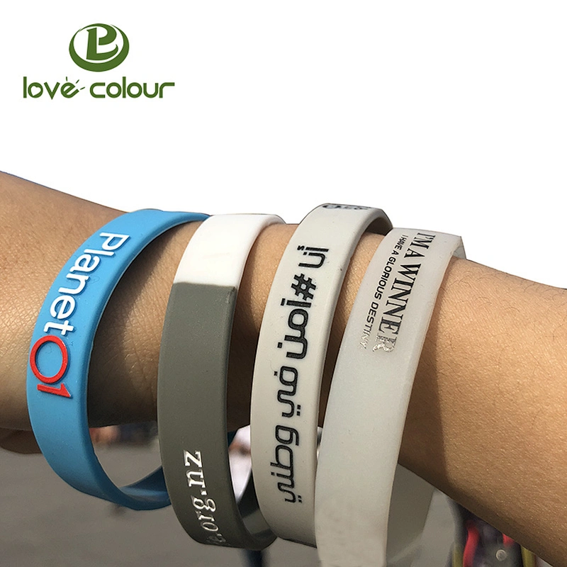 Custom Engraved Lettering Embossed Silicone Wristbands Bracelets for Promotion