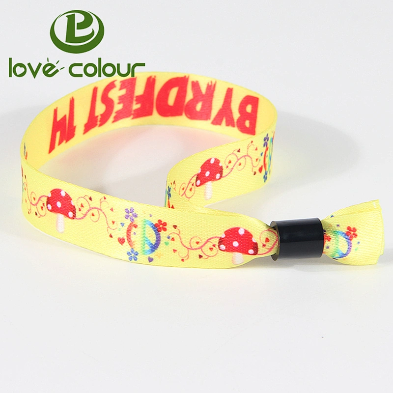 Custom polyester letter printing ribbon hand bracelet fabric wristbands