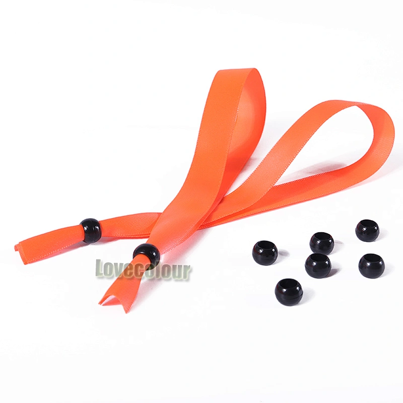 DIY polyester orange fabric wristband with bead closure
