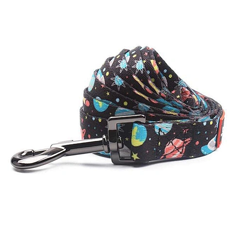 Wholesale heavy duty polyester custom light weight portable heat transfer printed dog leash
