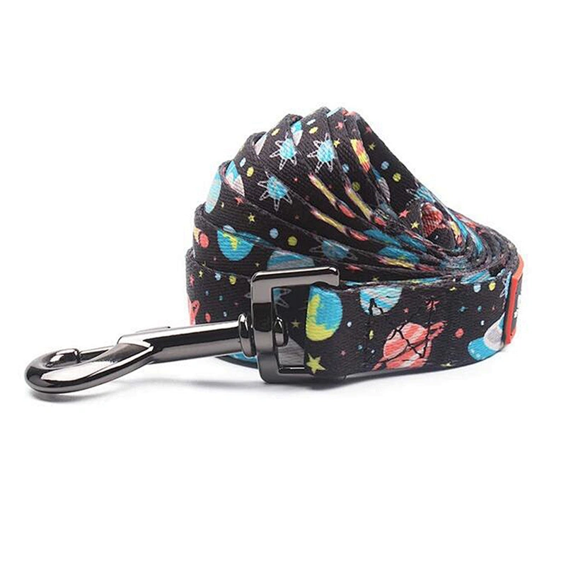 Wholesale heavy duty polyester custom light weight portable heat transfer printed dog leash