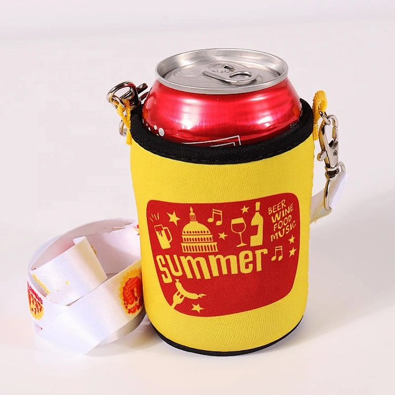 Custom polyester beer can cup holder printing lanyard strap