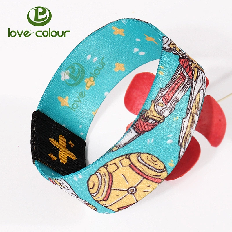 Custom logo polyester elastic bracelet/wristband for festival event