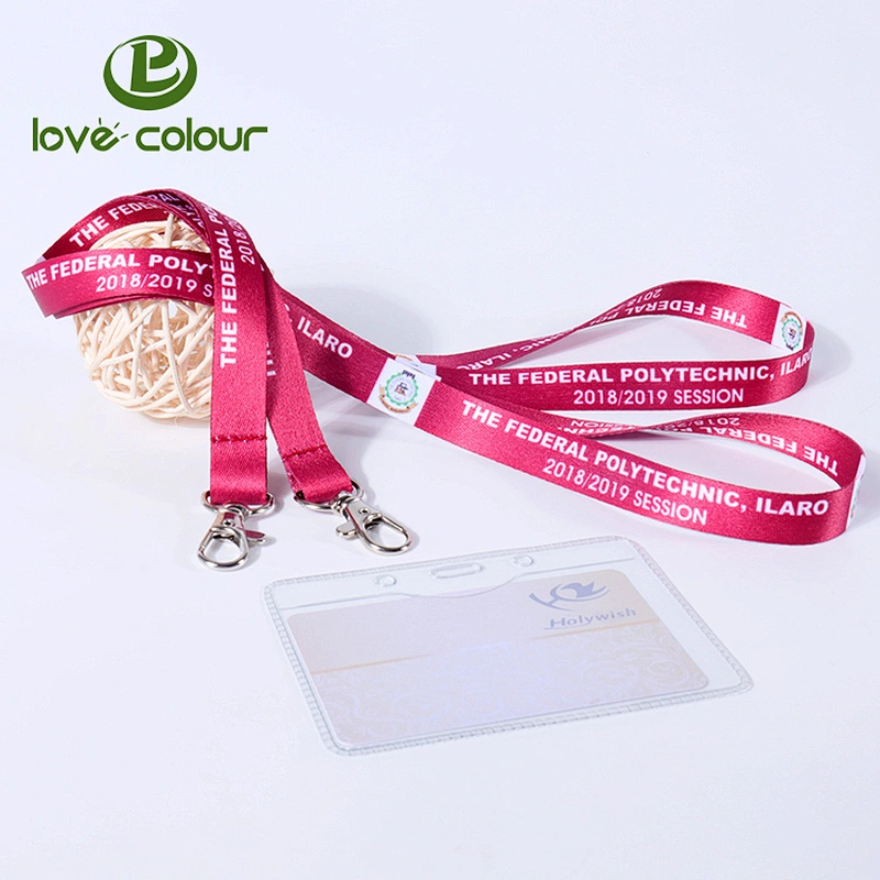 Custom polyester heat transfer printing concert red lanyard strap for card holder